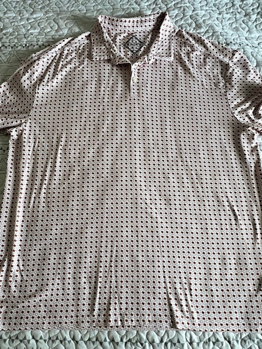 Burlebo Men's Geometric Polo in White & Red Like New